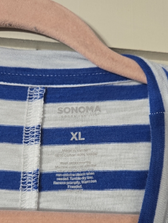 Sonoma White and Blue Striped Muscle Tee - Picture 2 of 4
